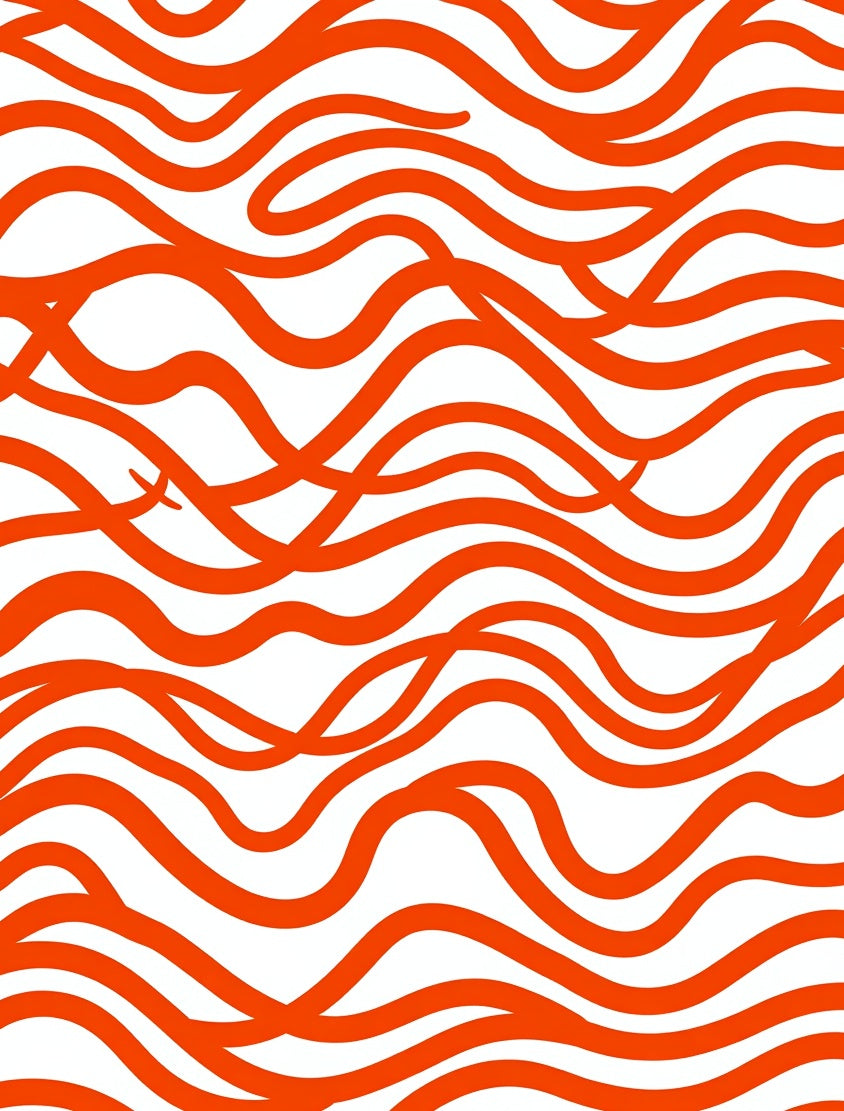 Bold Orange Wave Pattern Rug