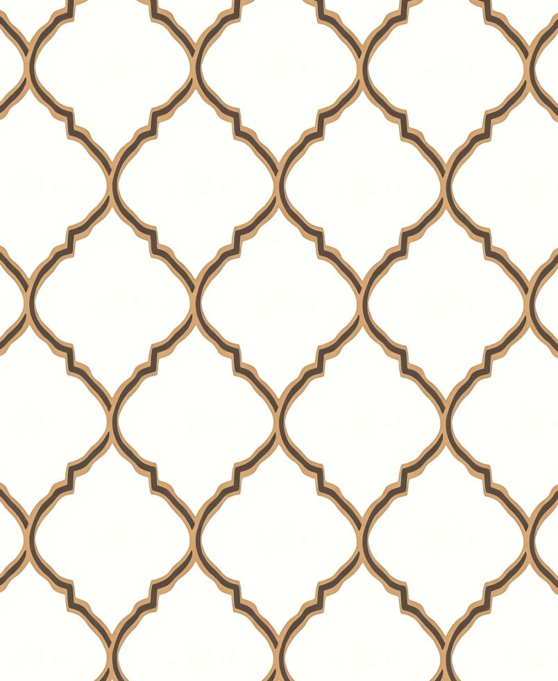 Elegant Lattice Patterned Beige Rug