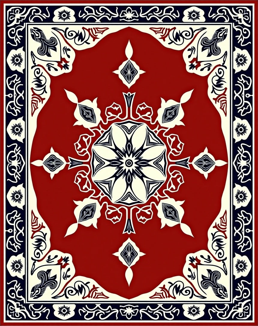 Ornate Floral Mandala Pattern Rug