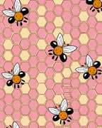 Cute Bee Honeycomb Pattern Design Rug