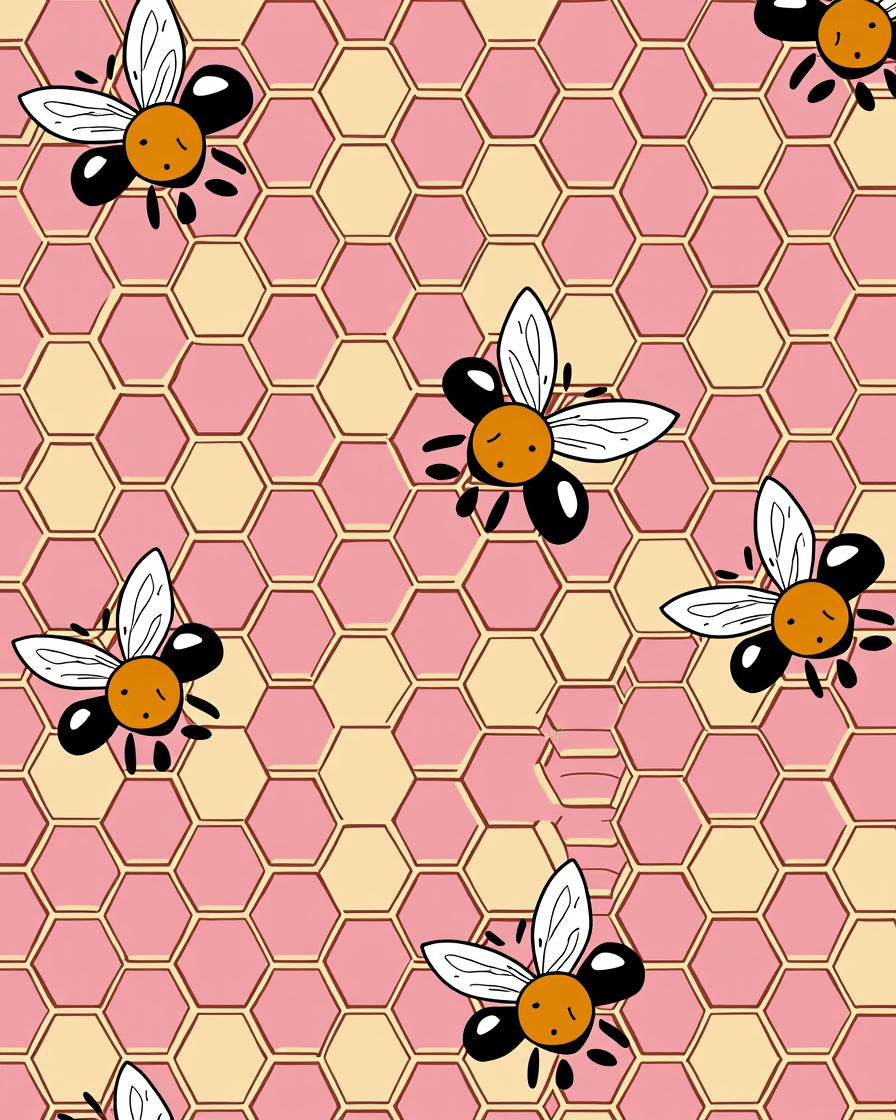 Cute Bee Honeycomb Pattern Design Rug