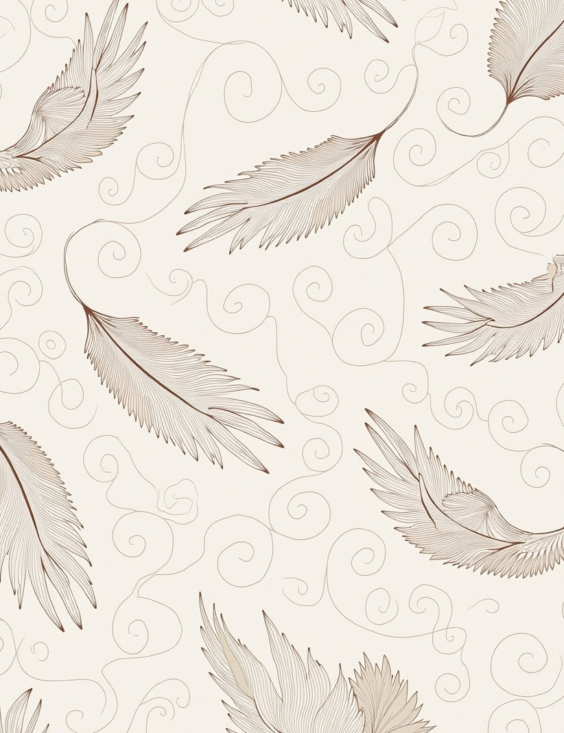 Elegant Feather Swirl Pattern Rug