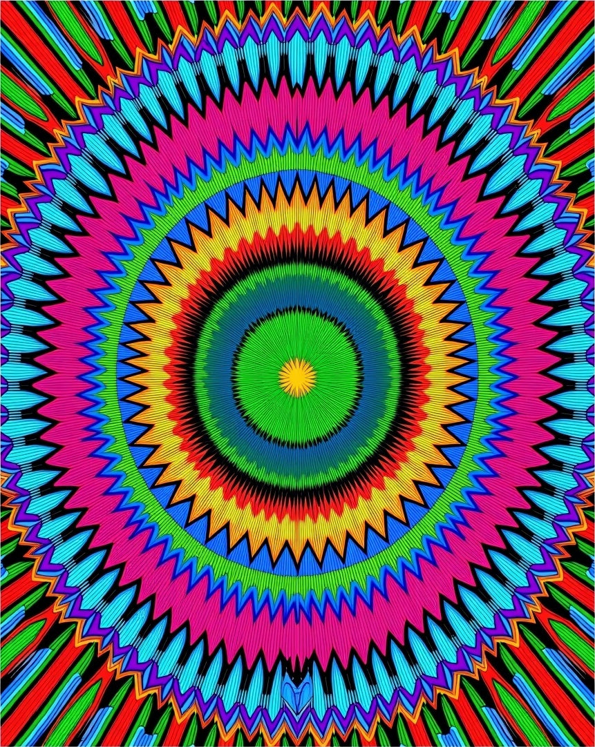 Vibrant Concentric Sunburst Pattern Rug