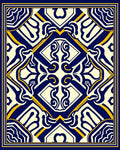 Ornate Blue Yellow Geometric Pattern Rug