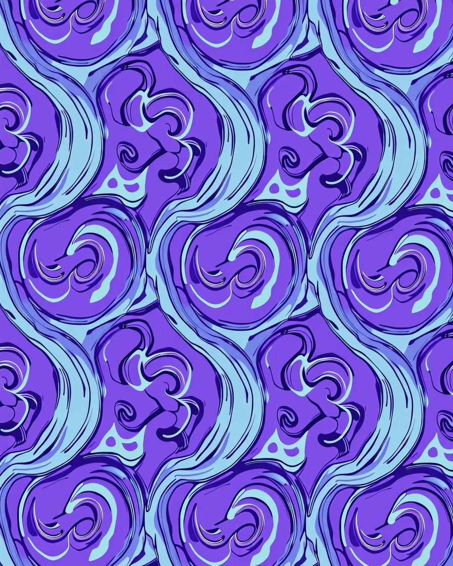 Abstract Swirls Waves Purple Blue Rug