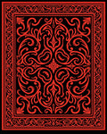 Red Intricate Floral Scroll Pattern Rug
