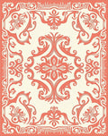 Coral Victorian Floral Art Nouveau Pattern Rug
