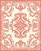 Coral Victorian Floral Art Nouveau Pattern Rug