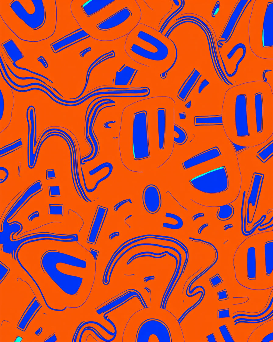 Abstract Blue Organic Forms Rug