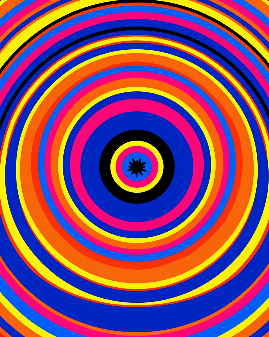 Vibrant Concentric Circles Pattern Design Rug
