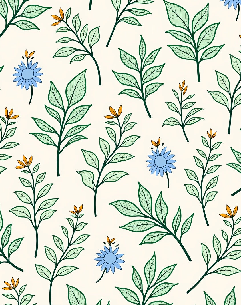 Botanical Foliare Floral Pattern Design Rug