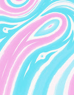 Abstract Wavy Blue Pink Strokes Rug