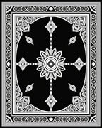 Ornate Black And White Floral Design Rug