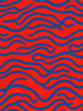Crimson Blue Wavy Abstract Design Rug