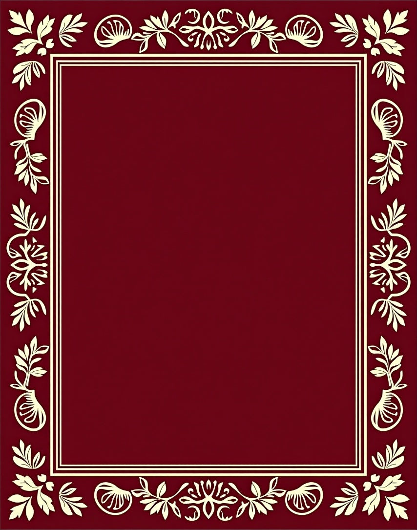 Burgundy Floral Vine Border Rug