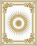 Ornate Sunburst Golden Border Rug