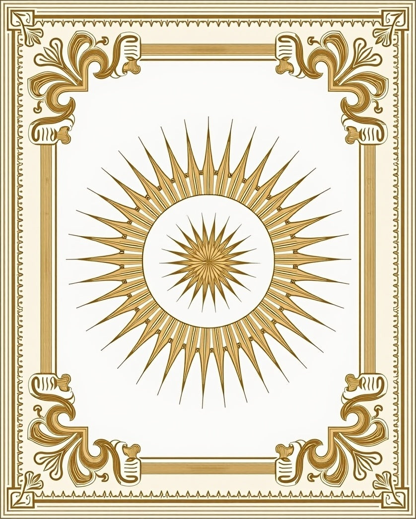 Ornate Sunburst Golden Border Rug