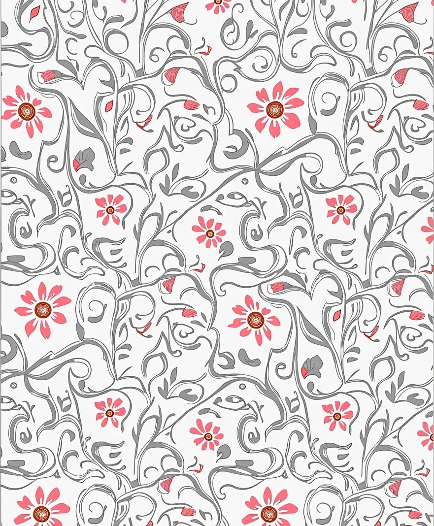 Floral Vines With Pink Daisy Accents Rug