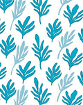 Oceanic Blue Leafy Pattern Rug