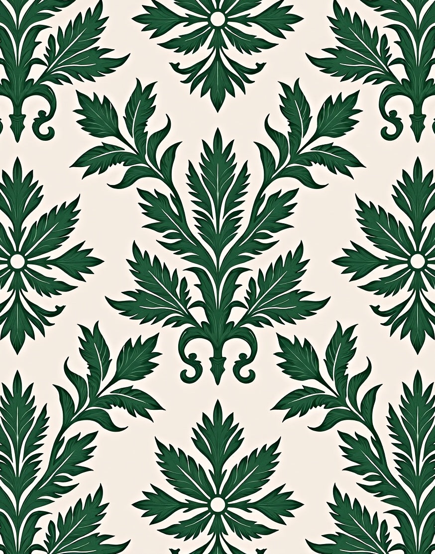 Elegant Dark Green Floral Pattern Design Rug