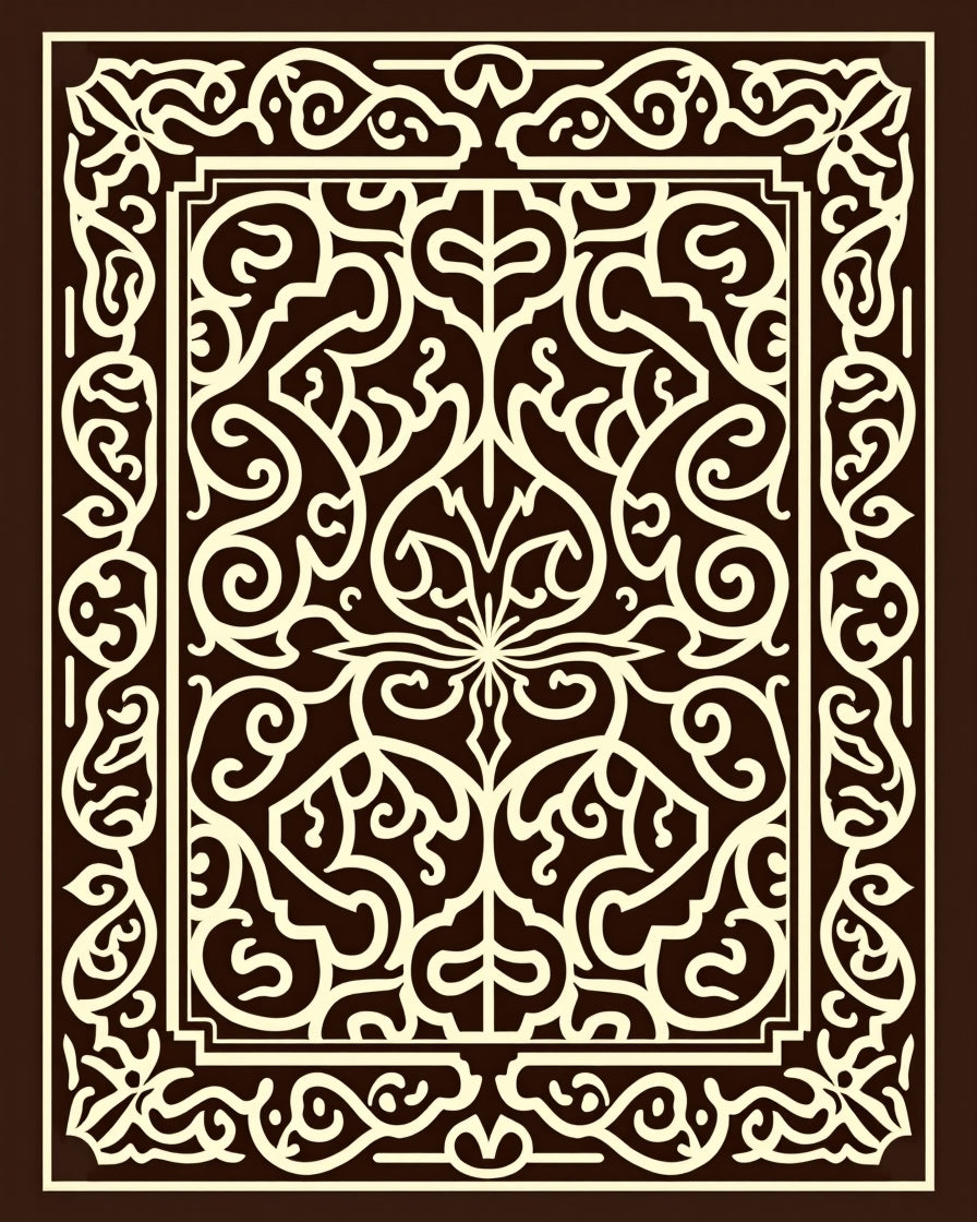 Elegant Cream Swirls Decorative Rug
