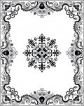 Ornate Black Floral Scrollwork Design Rug
