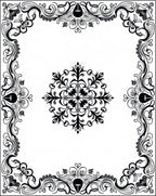 Ornate Black Floral Scrollwork Design Rug