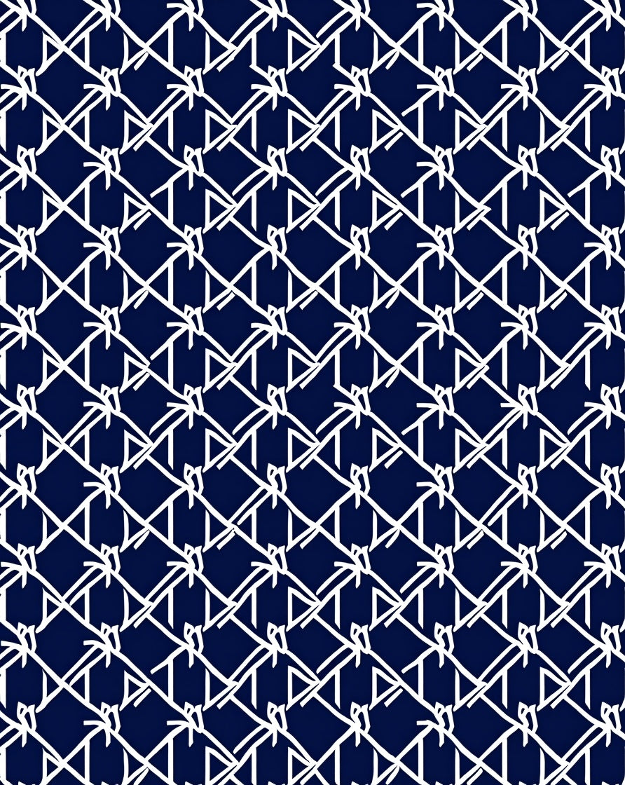 Navy White Diamond Intersecting Line Pattern Rug