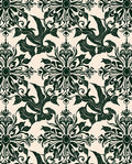 Dark Green Floral Damask Pattern Rug