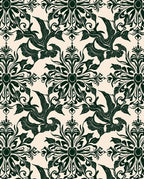 Dark Green Floral Damask Pattern Rug