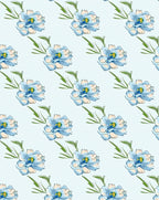 Charming Blue Floral Pattern Rug