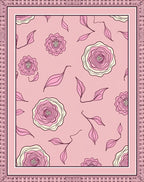 Rosy Pink Floral Sketch Meadow Rug