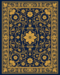 Ornate Floral Navy Gold Rug