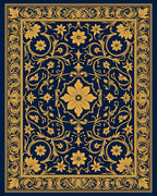 Ornate Floral Navy Gold Rug