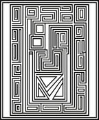 Abstract Maze Geometric Black White Pattern Rug