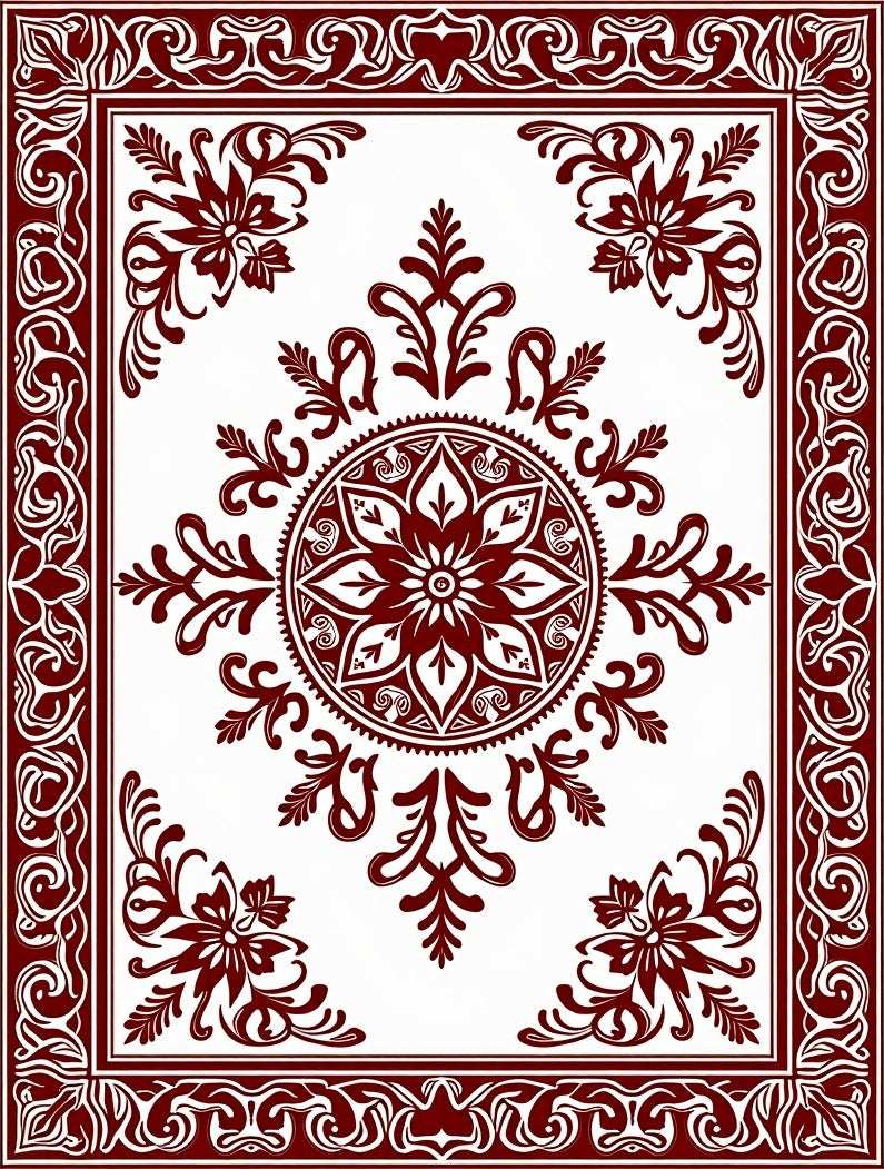 Elegant Floral Medallion Border Rug