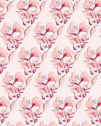 Ethereal Pink Floral Sketch Pattern Rug