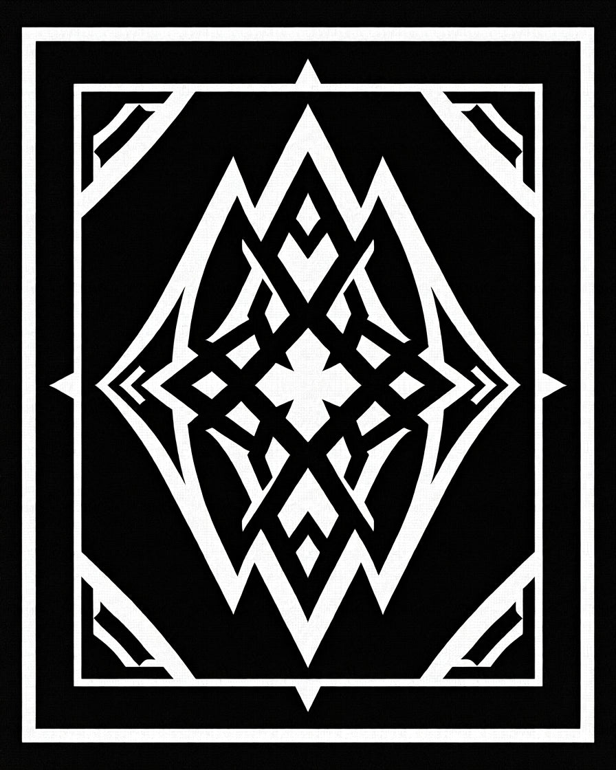 Bold Black White Geometric Pattern Rug