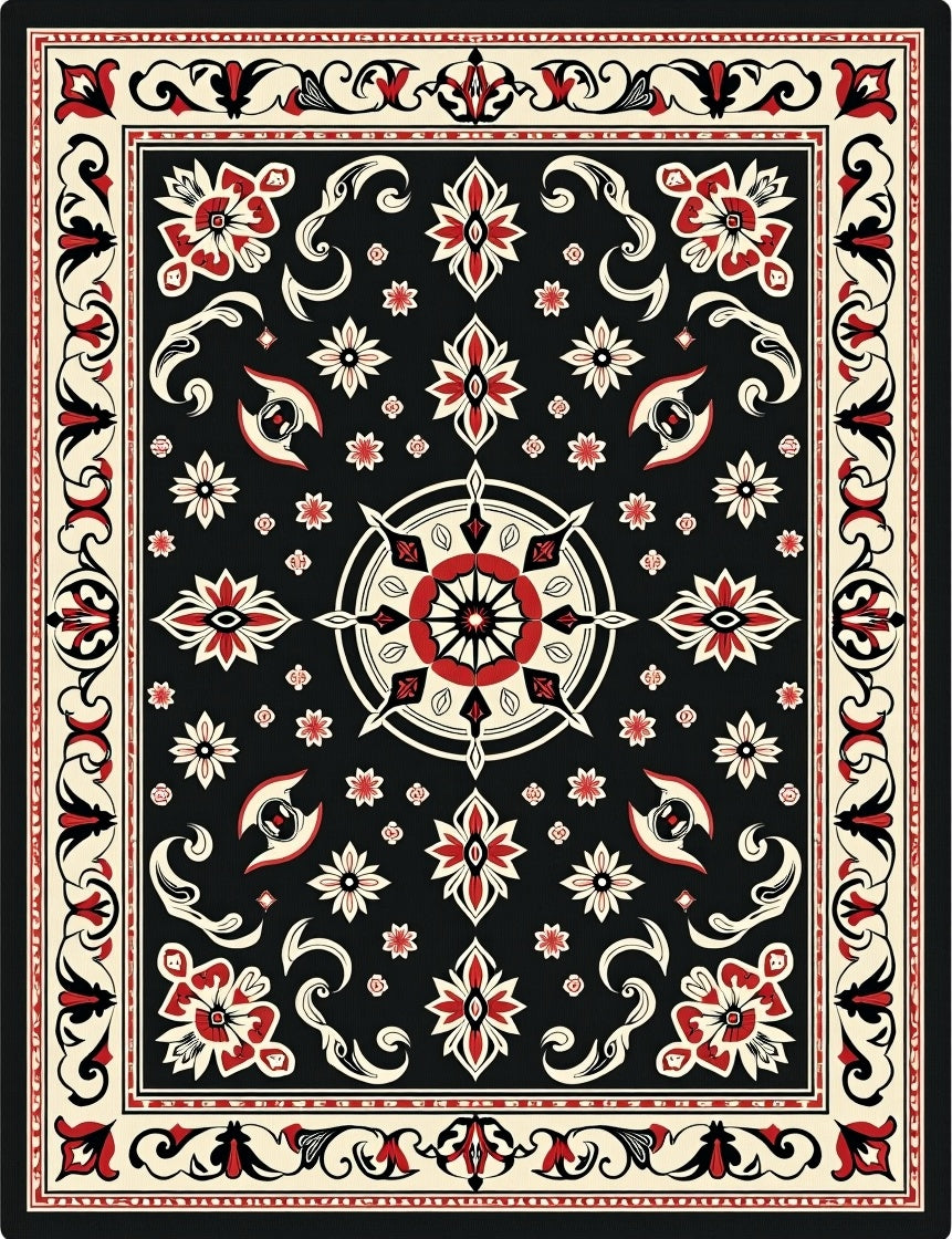 Classic Floral Starburst Pattern Rug