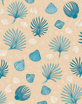 Coastal Seashell Palm Leaf Pattern Rug