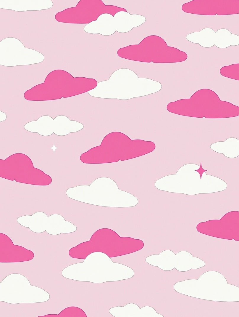 Pink White Cloud Pattern Design Rug