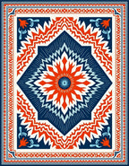 Bold Geometric Starburst Mandala Rug