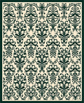 Dark Green Vintage Floral Pattern Rug