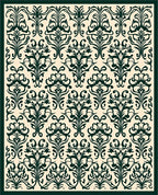 Dark Green Vintage Floral Pattern Rug