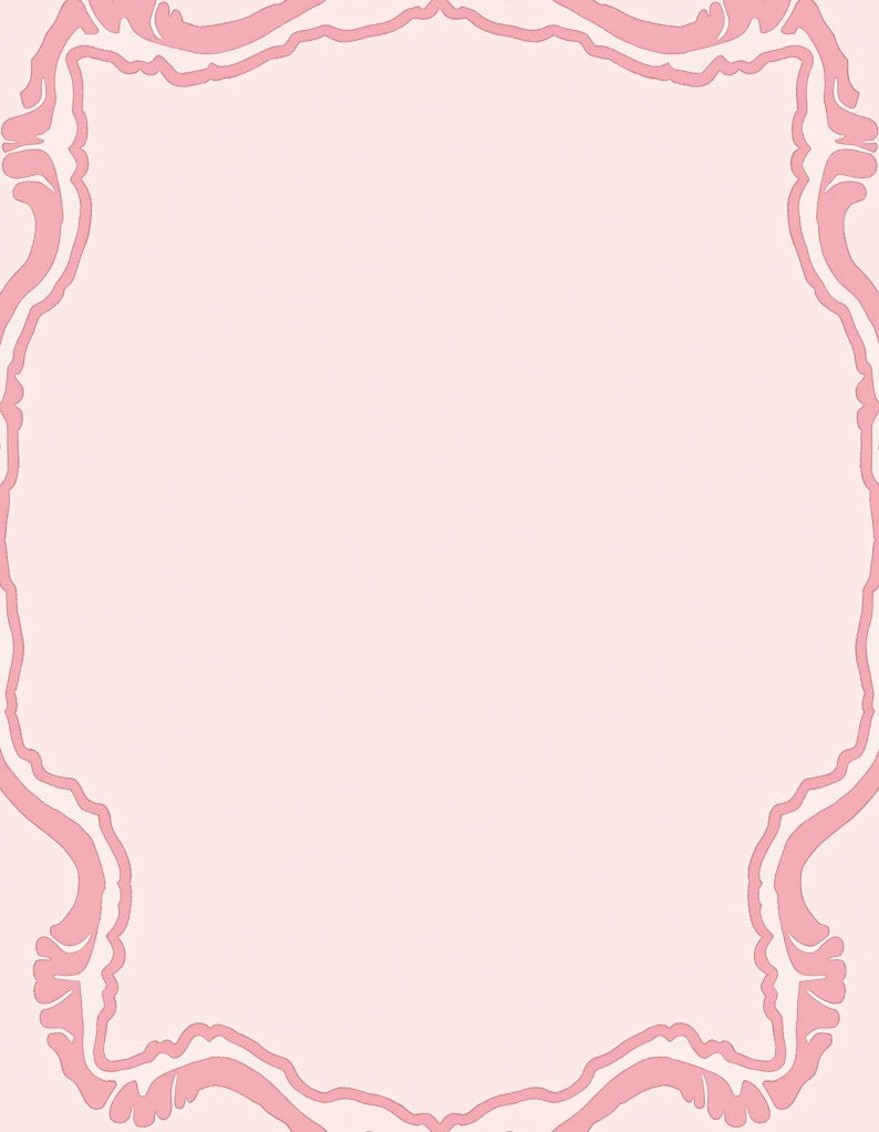 Soft Pink Ornate Frame Art Rug