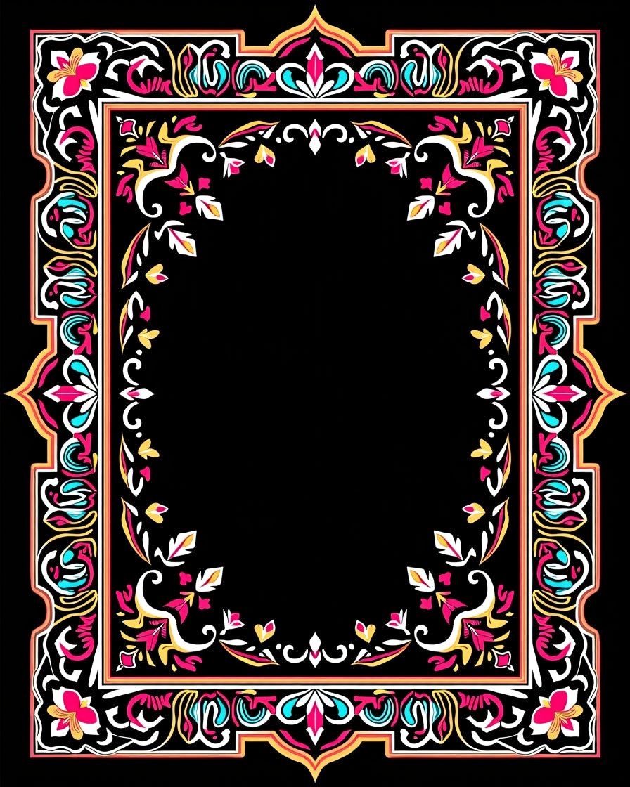 Vibrant Floral Border Design Rug