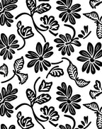 Bold Black Floral Pattern Rug