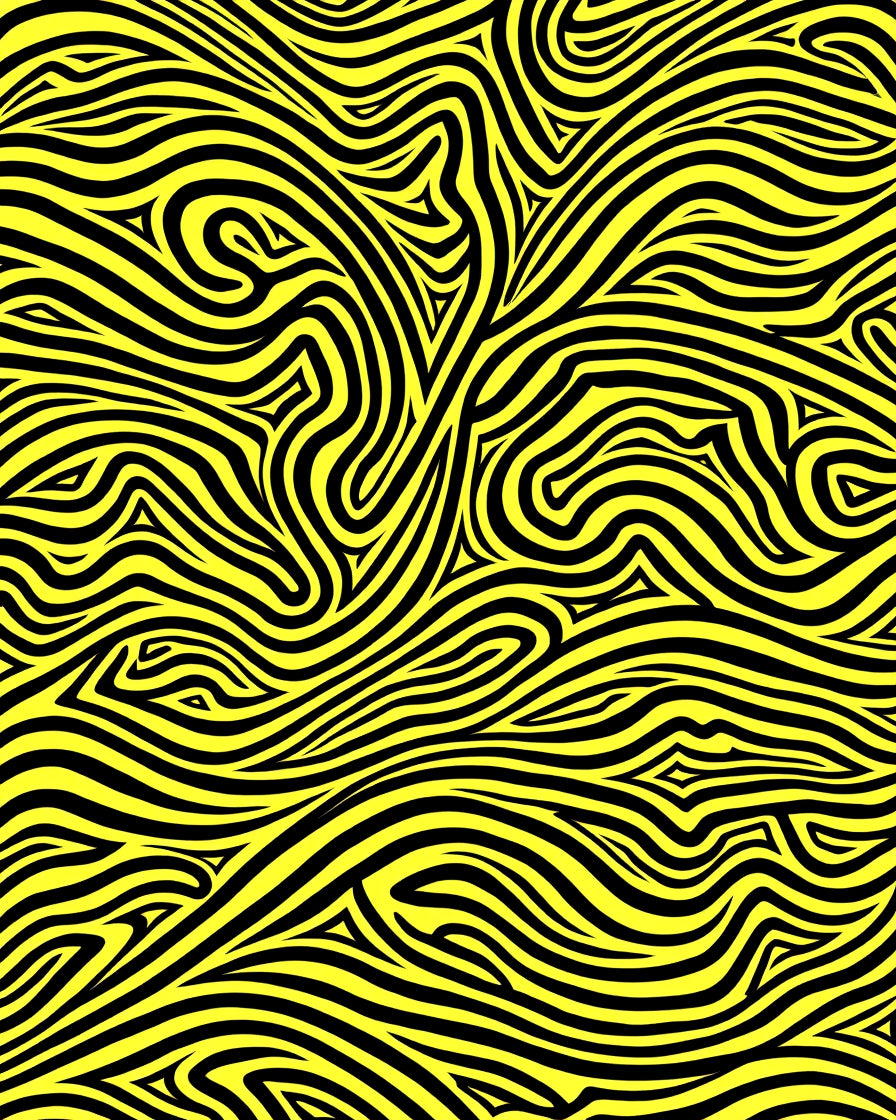 Bold Yellow Black Wavy Lines Rug