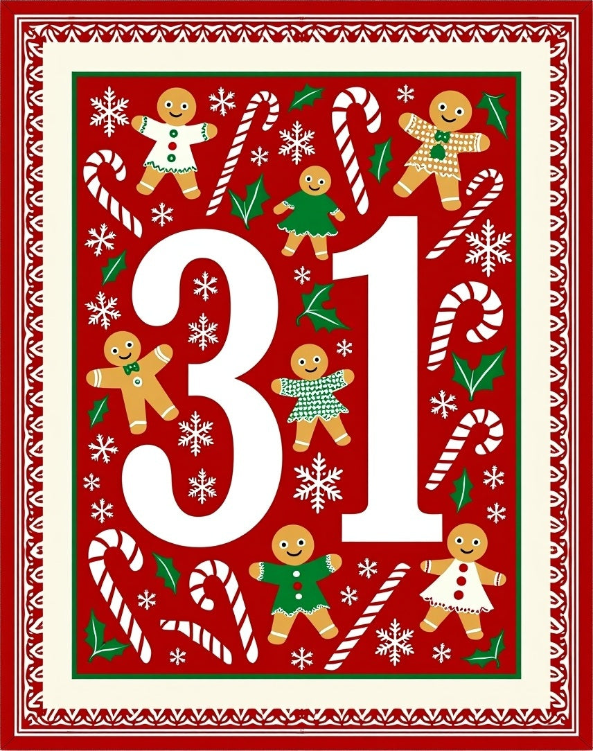 Festive Gingerbread Candy Cane Snowflakes Rug