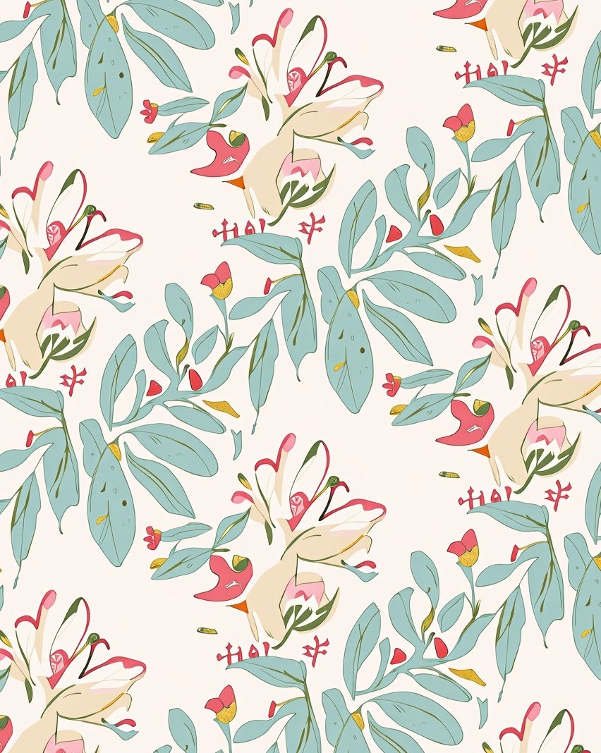 Abstract Floral Botanical Print Rug